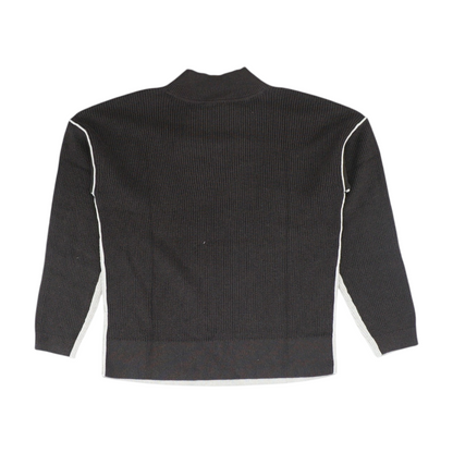 Brown Color Block Pullover Sweater