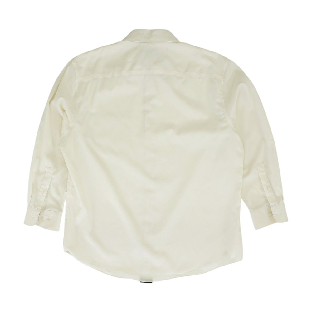 Cream Solid Long Sleeve Button Down