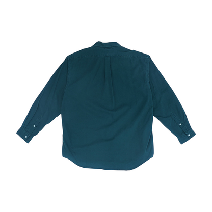 Green Solid Long Sleeve Button Down