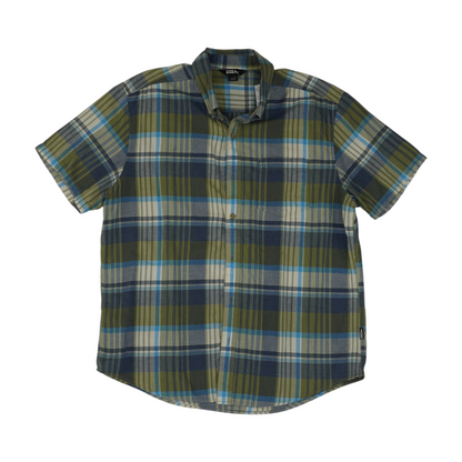 Green Plaid Short Sleeve Button Down