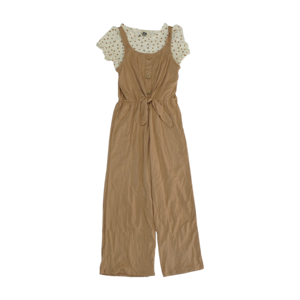 Tan Hearts Short Sleeve Set