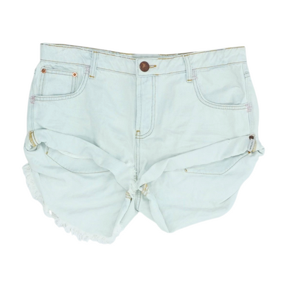 Blue Solid Denim Shorts