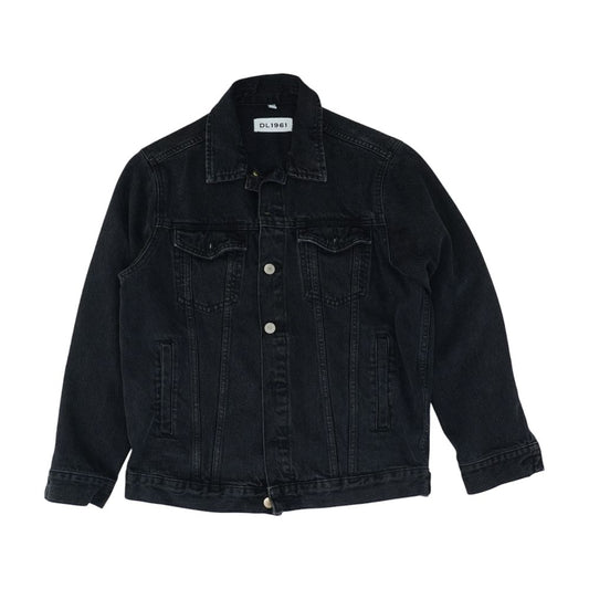 Black Solid Denim Jacket