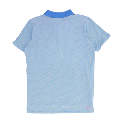 Blue Striped Short Sleeve Polo