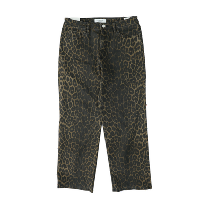 Brown Animal Print Wide Leg Jeans