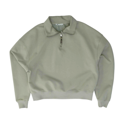 Tan Solid 1/4 Zip Pullover