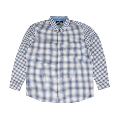 White Tall Check Long Sleeve Button Down