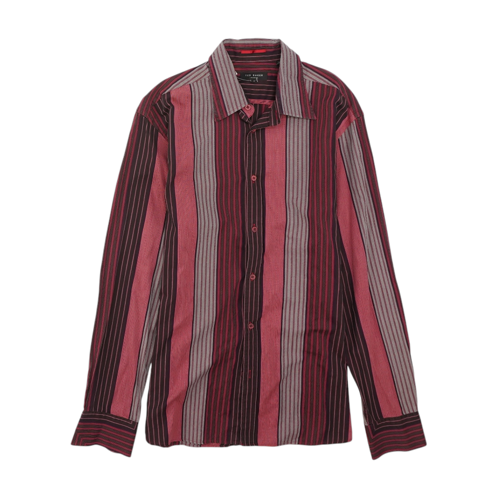 Maroon Striped Long Sleeve Button Down