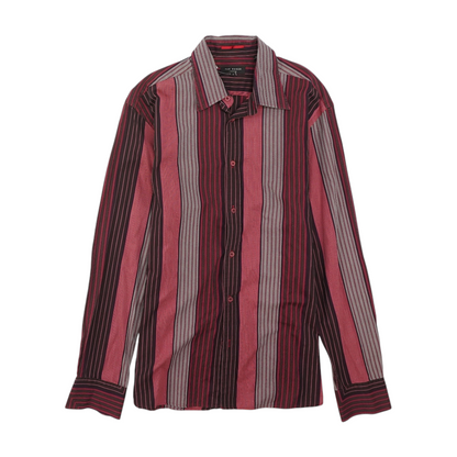 Maroon Striped Long Sleeve Button Down