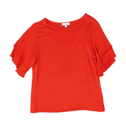 Red Solid Short Sleeve Blouse