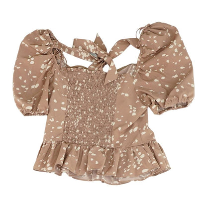 Mauve Polka Dot Short Sleeve Blouse