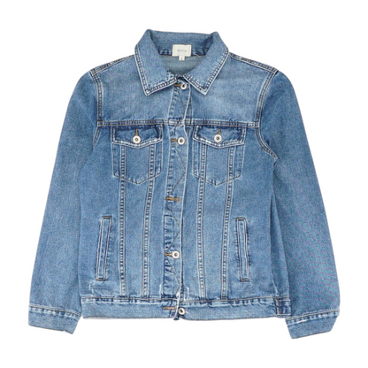 Blue Solid Denim Jacket