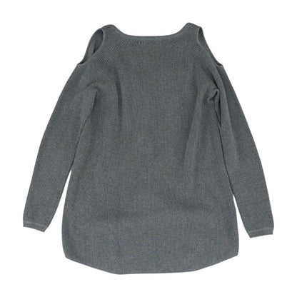 Gray Solid V-Neck Sweater