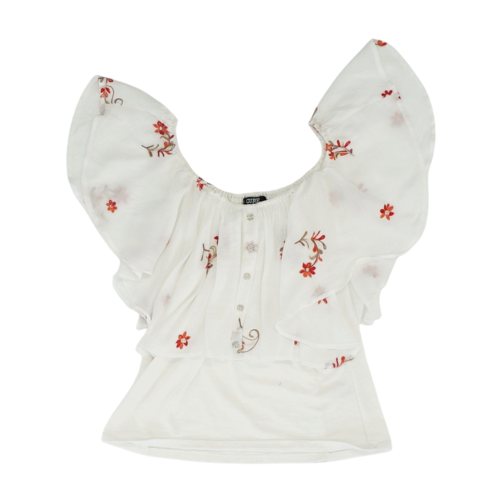 White Floral Blouse