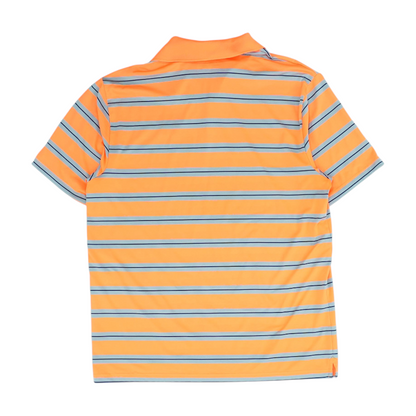 Neon Orange Striped Short Sleeve Polo