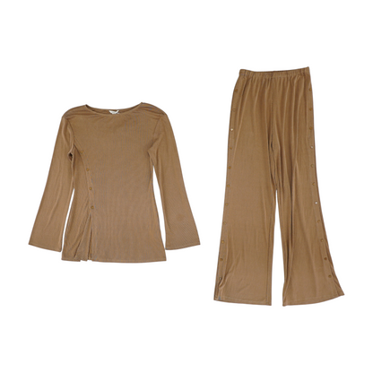 Tan Solid Pajama Set