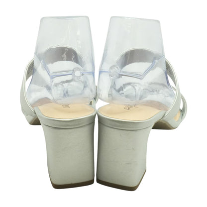 Silver Block Heel Sandals