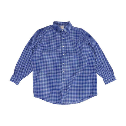 Navy Check Long Sleeve Button Down