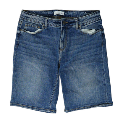 Blue Solid Denim Shorts
