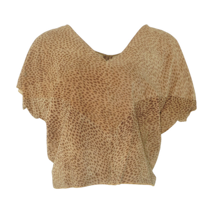Vintage Animal-Print Short Sleeve Blouse