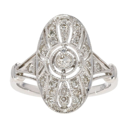 1/3 Ct 14K White Gold Diamond Modern Deco Style Engagement Ring