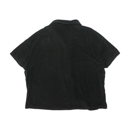 Black Solid Short Sleeve Button Down