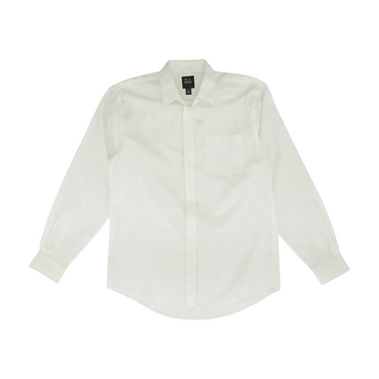 White Solid Long Sleeve Button Down