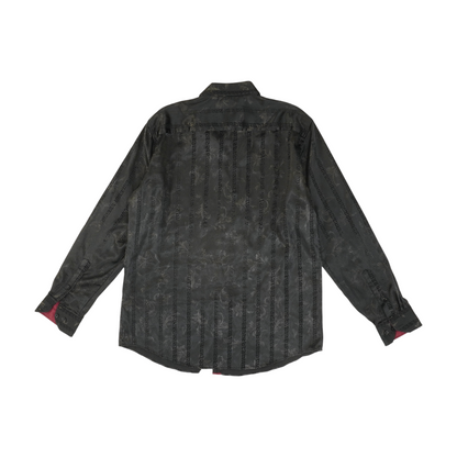 Black Geometric Long Sleeve Button Down