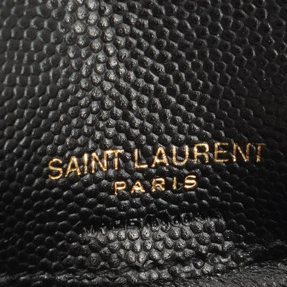 Black Cassandre Matelasse Fragments Flap Card Case in Grain De Poudre Leather