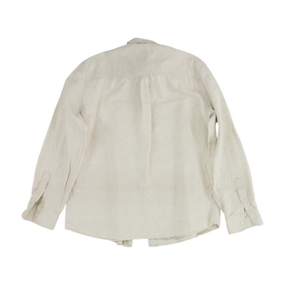 Beige Solid Long Sleeve Button Down