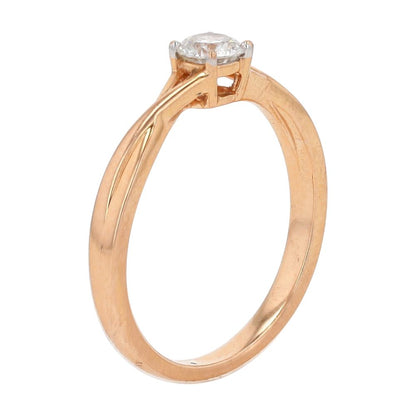1/3 Ct 18K Rose Gold Round Diamond Solitaire In Twisted Engagement Ring