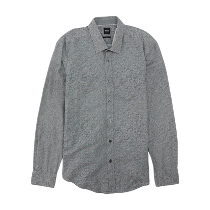 Gray Floral Long Sleeve Button Down