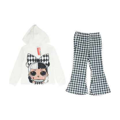 White Houndstooth Long Sleeve Set