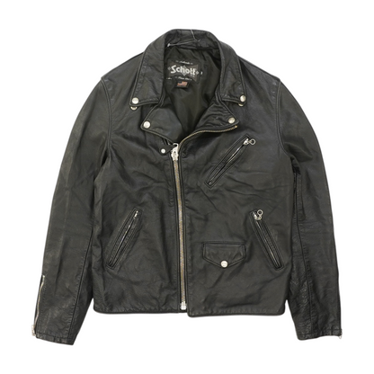 Black Solid Leather Jacket