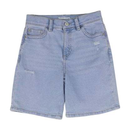 Blue Solid Denim Shorts