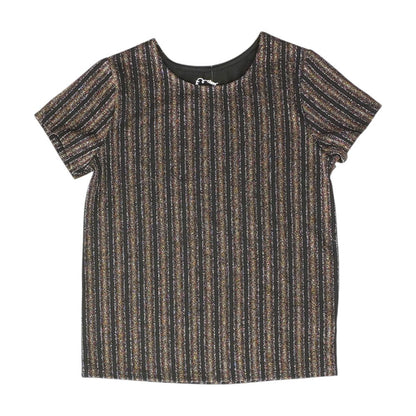 Multi Striped Short Sleeve Blouse