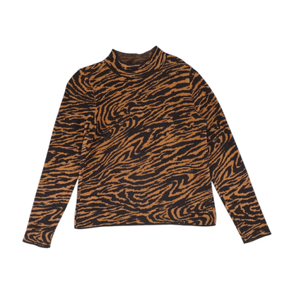 Brown Animal Print Pullover Sweater