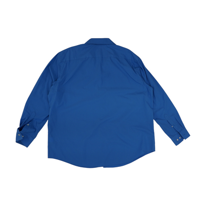 Blue Solid Long Sleeve Button Down