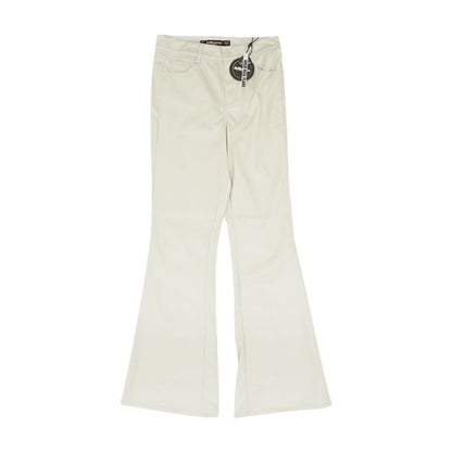 White Solid Pants