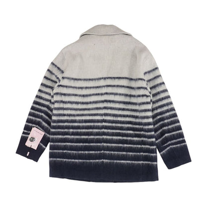 Navy Striped Peacoat Coat