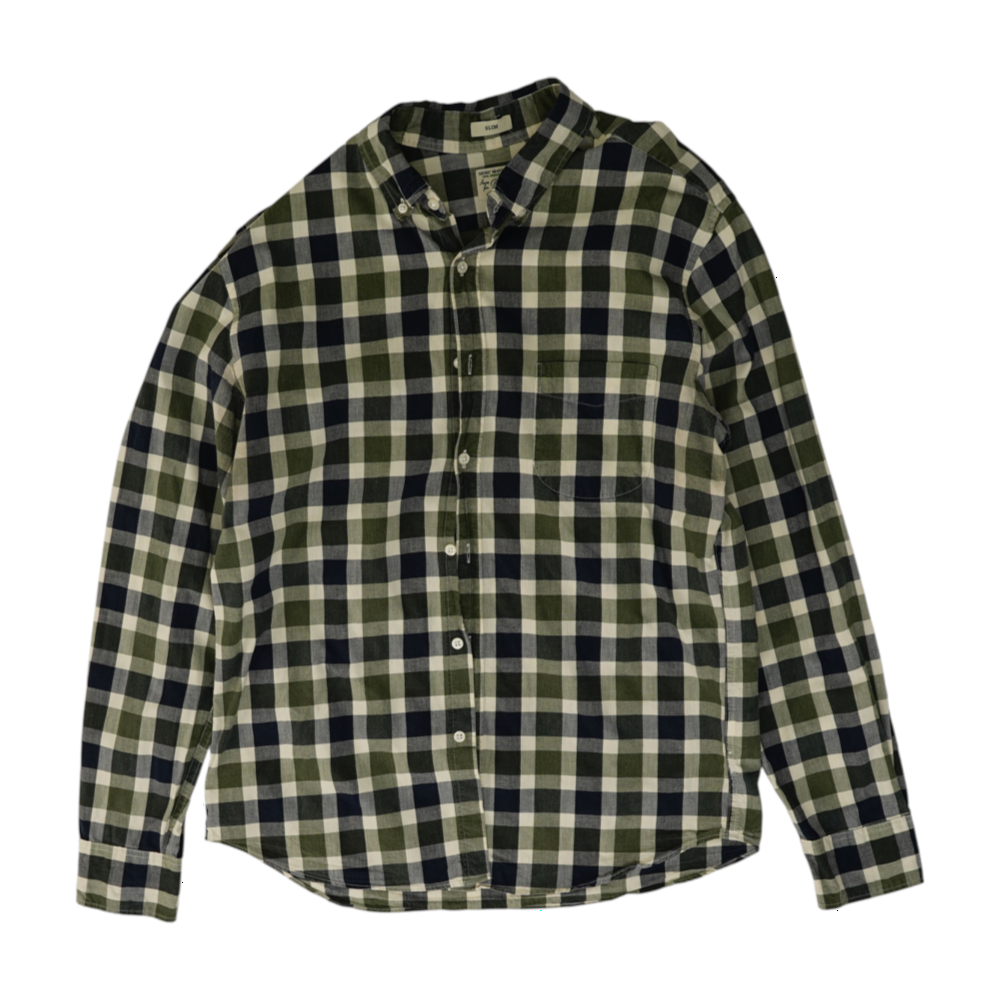 Green Check Long Sleeve Button Down
