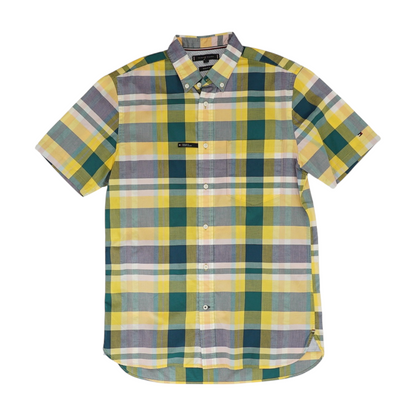 Yellow Plaid Short Sleeve Button Down