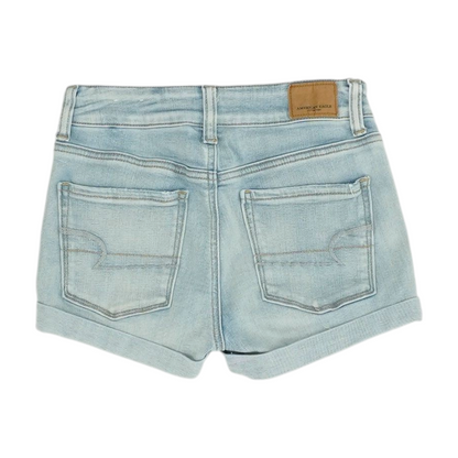 Blue Solid Denim Shorts