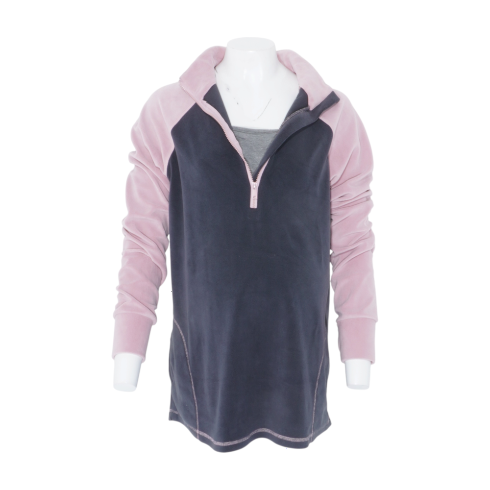 Pink Maternity Color Block 1/4 Zip Pullover