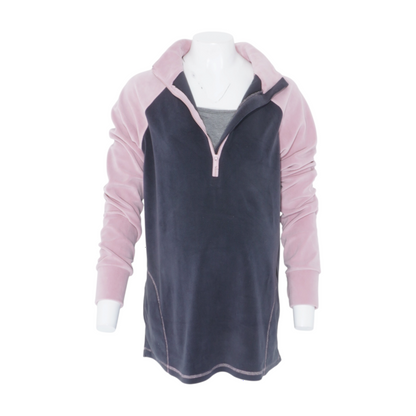 Pink Maternity Color Block 1/4 Zip Pullover