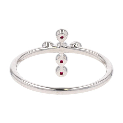 14K White Gold Bezel Set Ruby Stackable Cross Ring