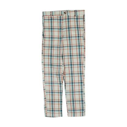 Beige Plaid Chino Pants
