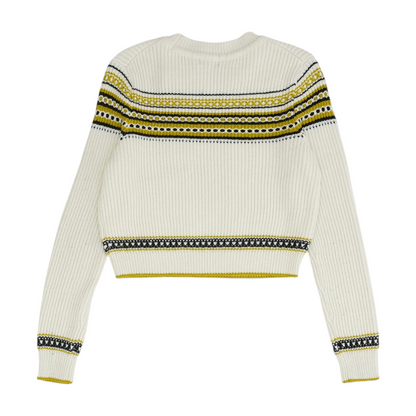 Beige Abstract Pullover Sweater