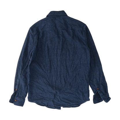 Blue Solid Long Sleeve Button Down