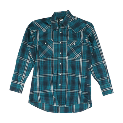 Vintage Green Plaid Long Sleeve Button Down